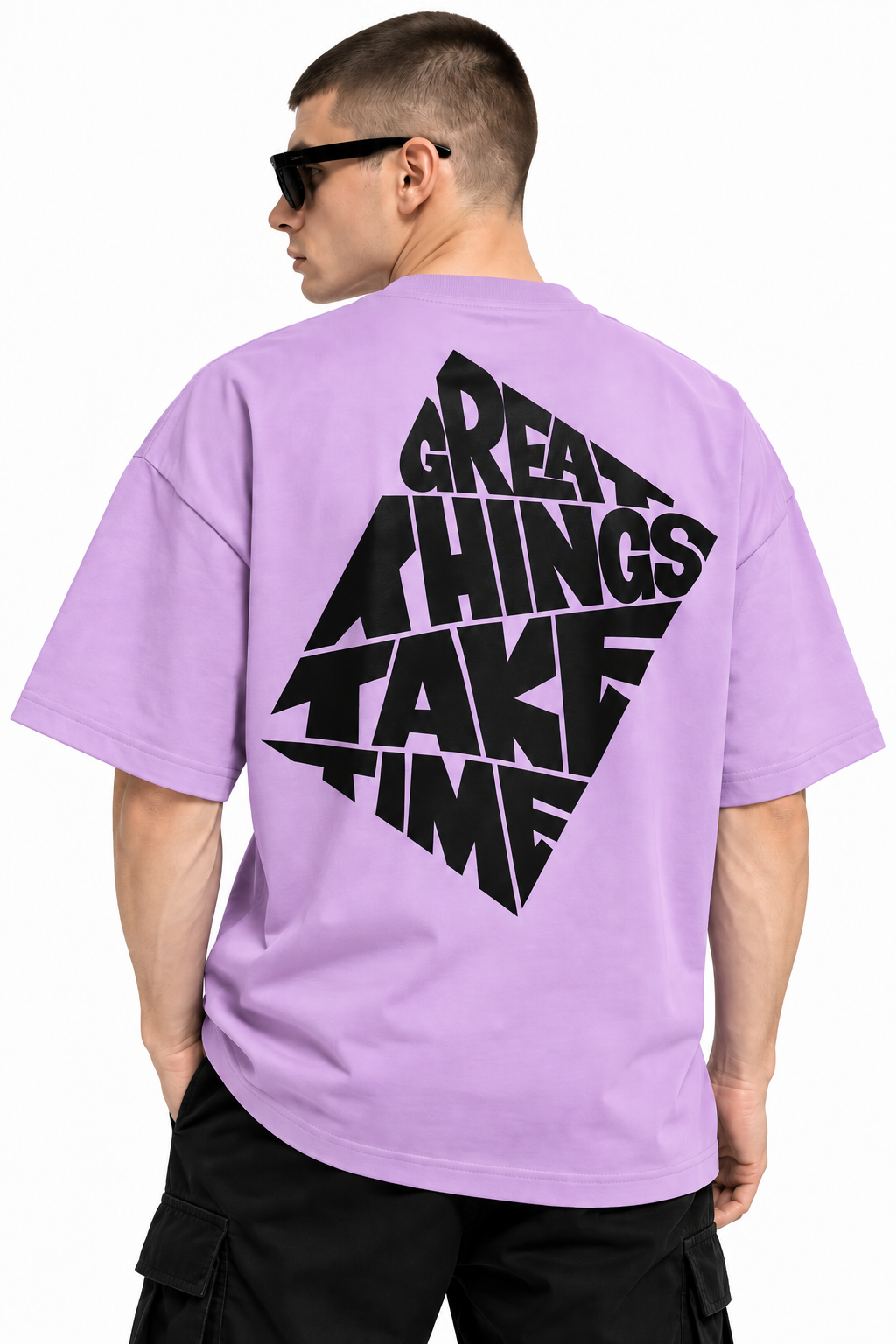 Great Things Take Time Oversized Tee 2 Great Things Take Time Oversized Tee in lavender with large black typography back print Copy